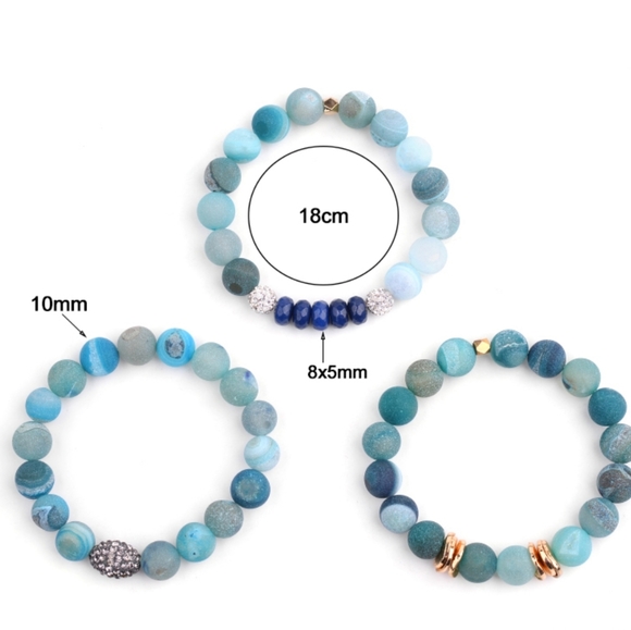 Lovely 3Pcs/Set Natural Druzy Gem Stone Bracelets - Picture 5 of 6